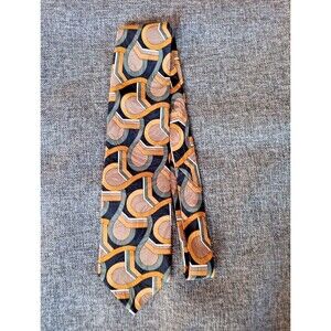 Tie 70s 80s 90s Y2K Jones New Lorenzo Selini Gold Green Beige 3.75 Wide 59 Inch